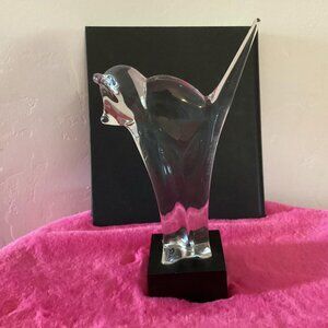 Vintage Ronneby Sweden Crystal Cat Figurine SIGNED